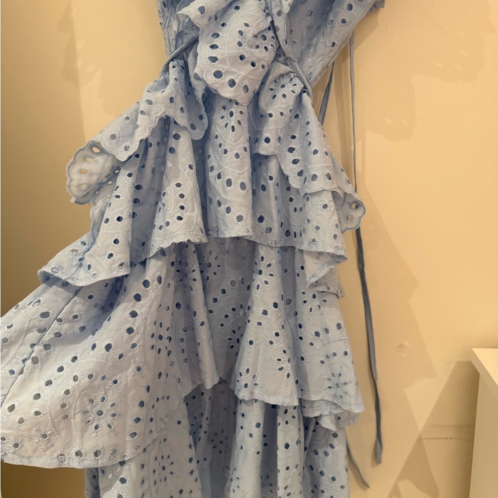 Eyelet Blue Ruffle Dress - Picture 3 of 5